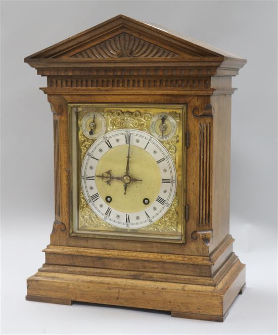 A late Victorian walnut bracket clock